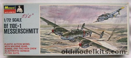 Monogram 1/72 Messerschmitt Bf-110E-1 - Blue Box Issue (Bf110E1), PA162-100 plastic model kit
